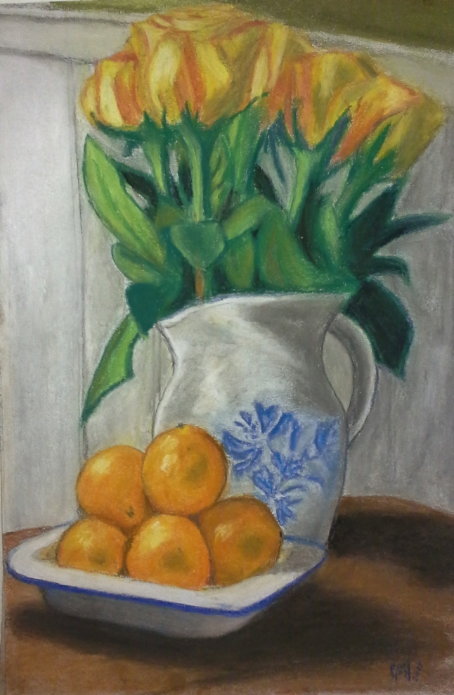 Flowers with Oranges still life for Monique, Valentine's Day 2015